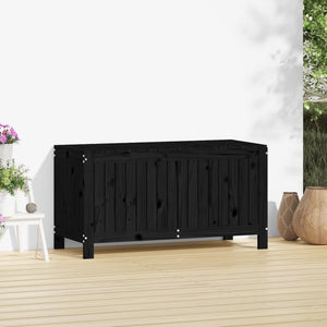 Contenitore da Giardino Nero 115x49x60cm Legno Massello di Pino 823840