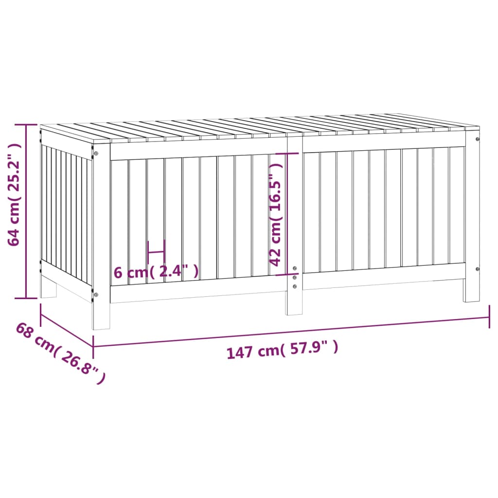 Contenitore da Giardino 147x68x64 cm in Legno Massello di Pino 823850