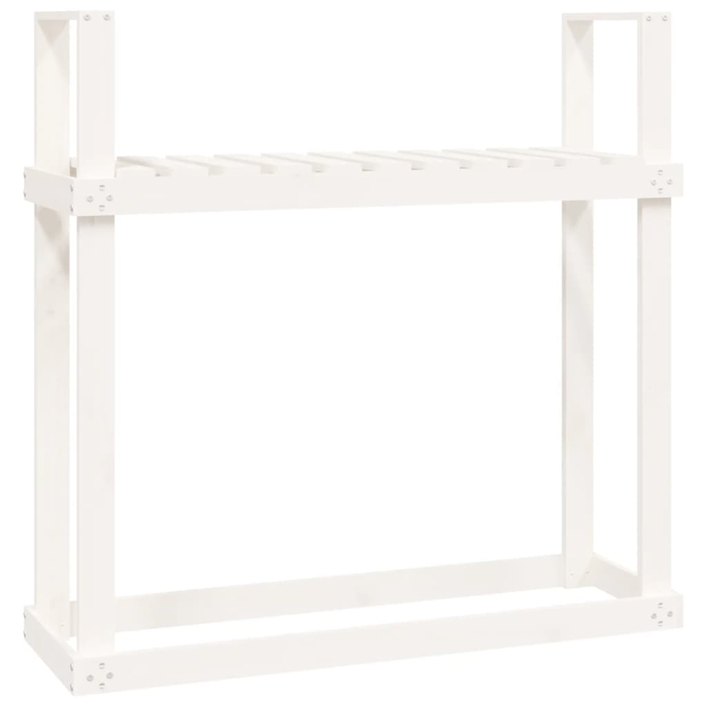 Portalegna Bianco 110x35x108,5 cm in Legno Massello di Pino 823858