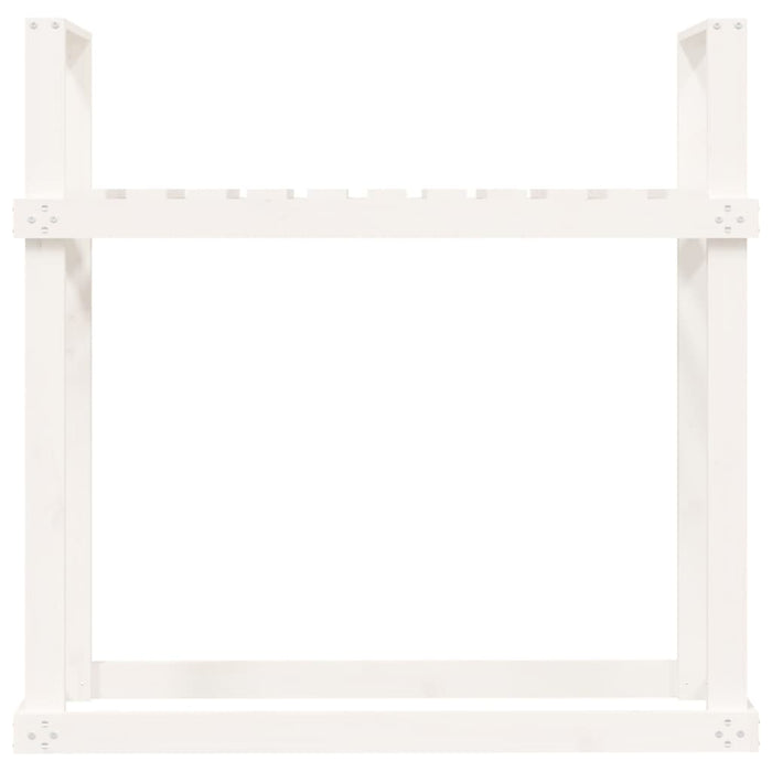 Portalegna Bianco 110x35x108,5 cm in Legno Massello di Pino 823858