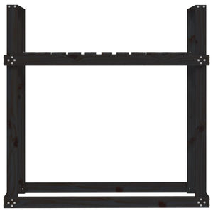 Portalegna Nero 110x35x108,5 cm in Legno Massello di Pino 823861