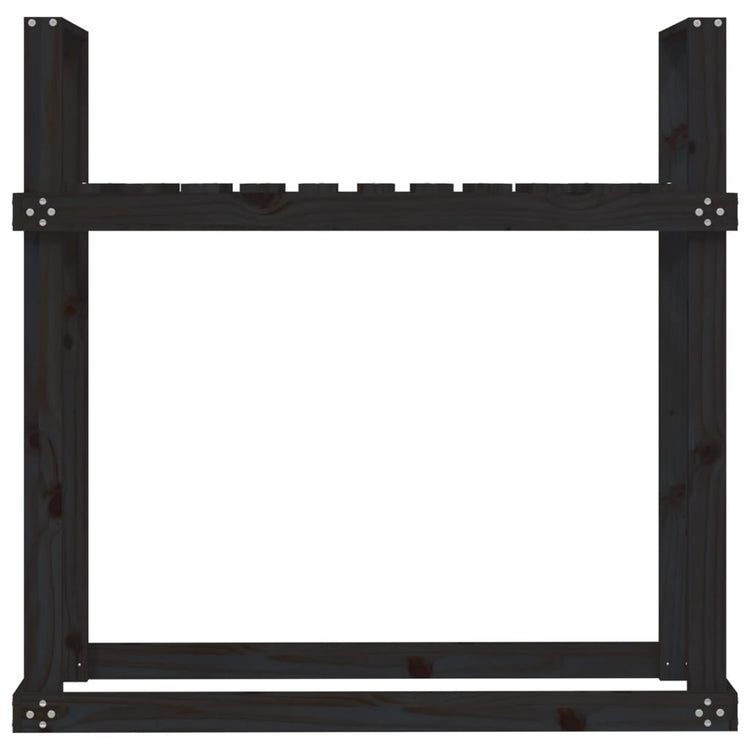 Portalegna Nero 110x35x108,5 cm in Legno Massello di Pino 823861