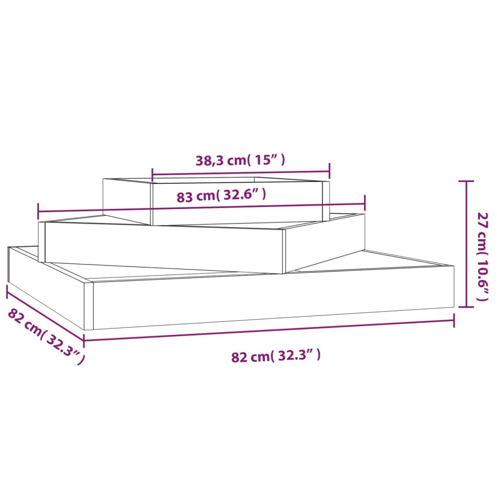 Fioriera Bianca 83x83x27 cm in Legno Massello di Pino 823879