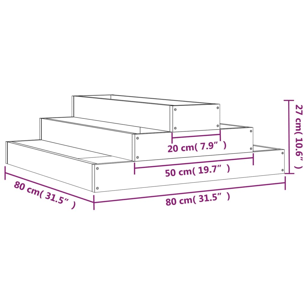 Fioriera Bianca 80x80x27 cm in Legno Massello di Pino cod mxl 66939