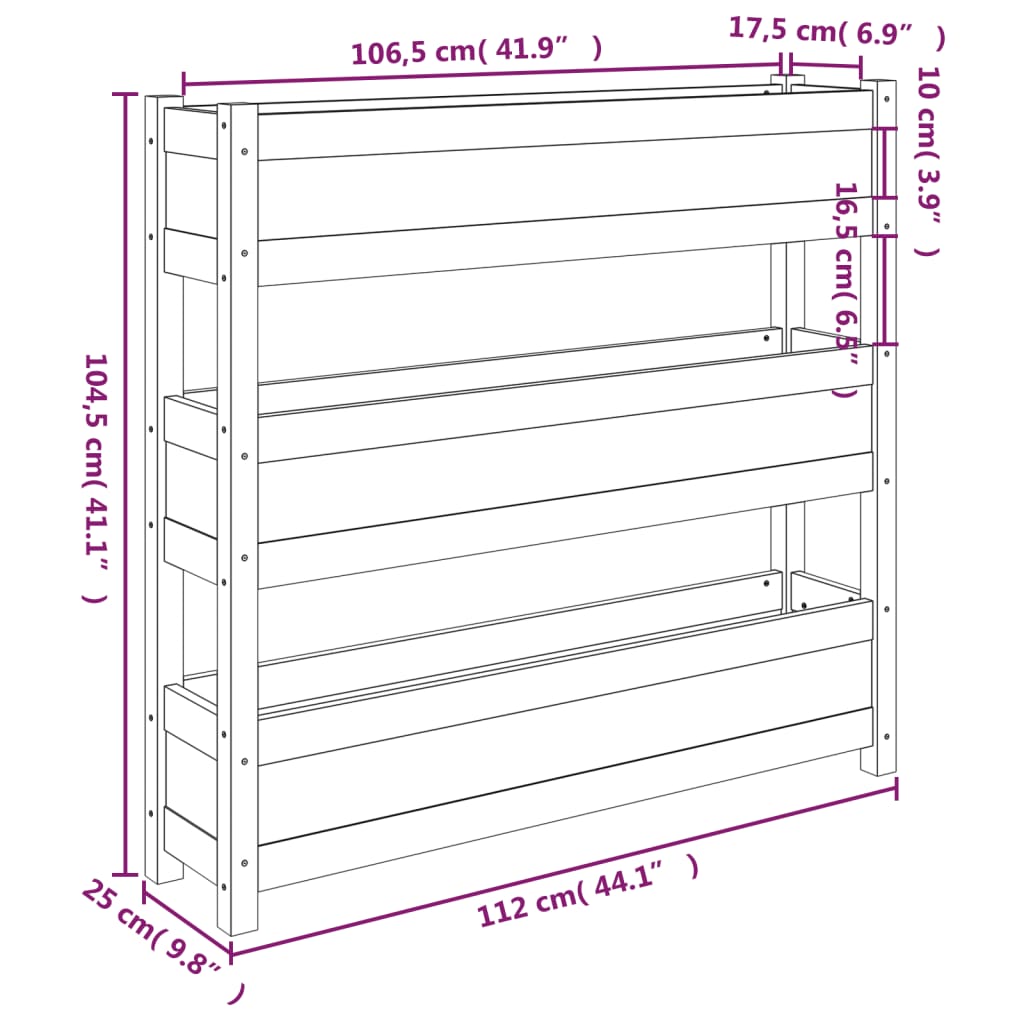 Fioriera 112x25x104,5 cm in Legno Massello di Pino cod mxl 66699