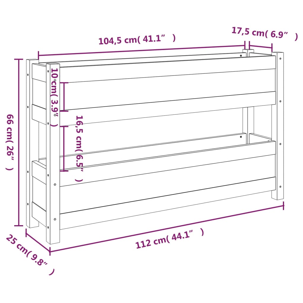 Fioriera 112x25x66 cm in Legno Massello di Pino 823927