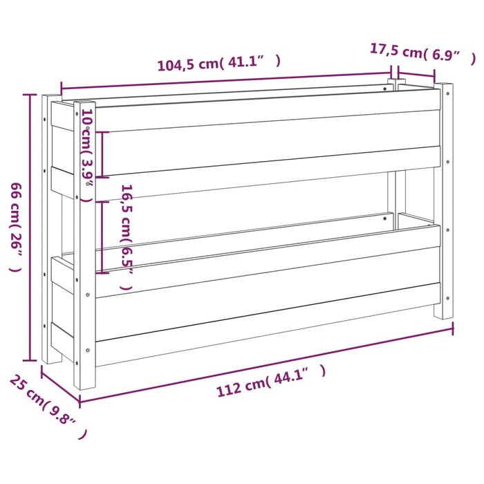 Fioriera 112x25x66 cm in Legno Massello di Pino 823927