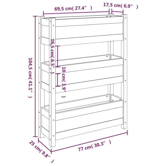 Fioriera Grigia 77x25x104,5 cm in Legno Massello di Pino cod mxl 66712