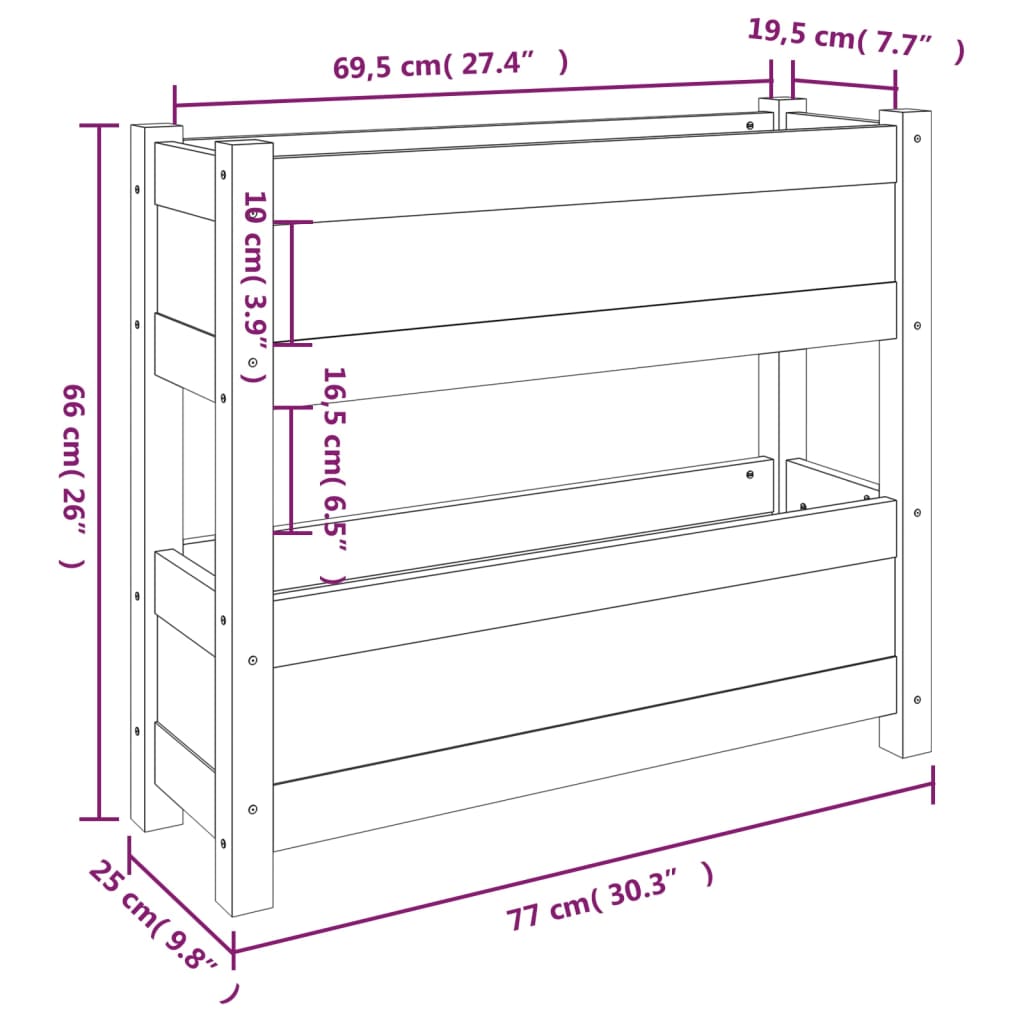 Fioriera Grigia 77x25x66 cm in Legno Massello di Pino 823943