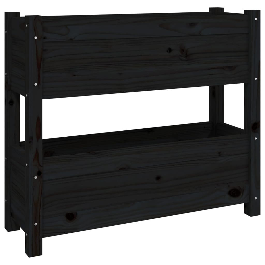 Fioriera Nera 77x25x66 cm in Legno Massello di Pino cod mxl 66986