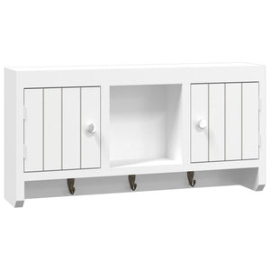 Armadietto per Chiavi Bianco 40x8,5x20 cm in Legno e Acciaio cod mxl 49025