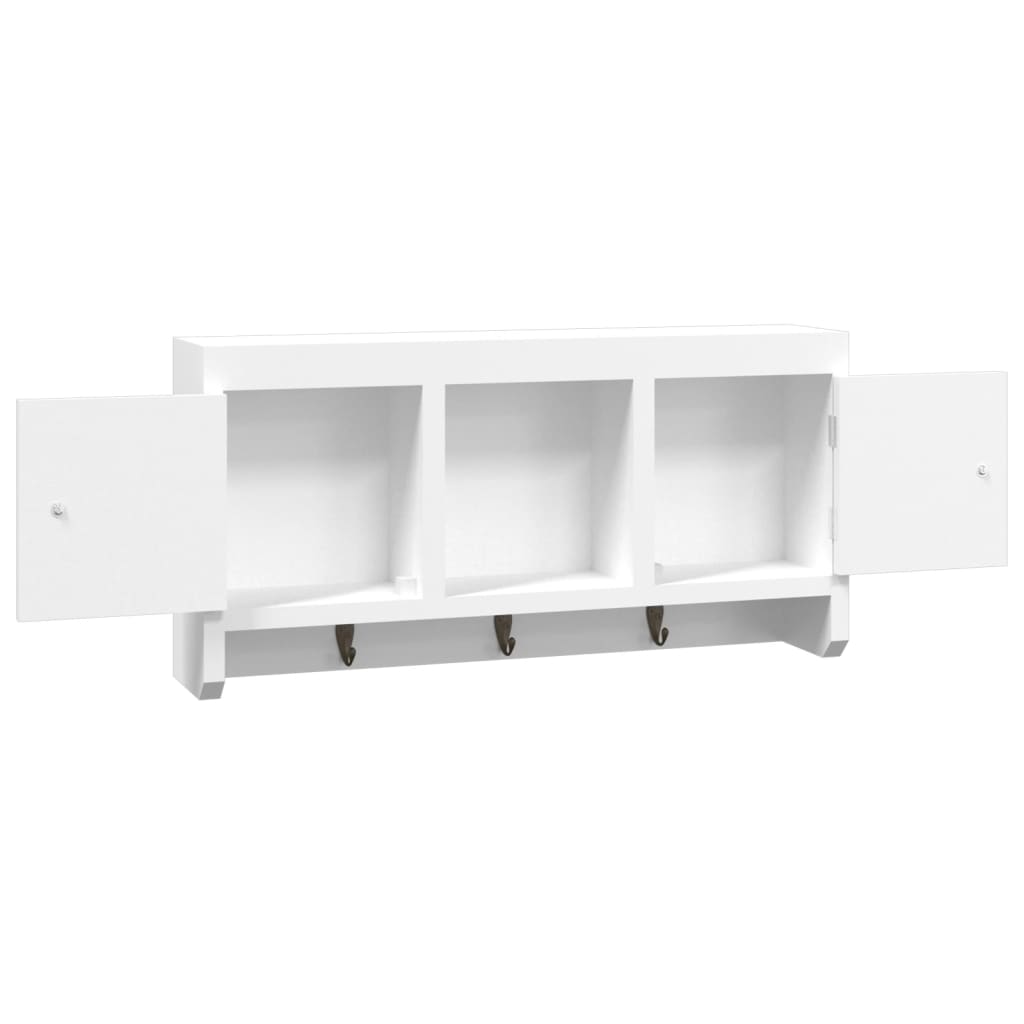 Armadietto per Chiavi Bianco 40x8,5x20 cm in Legno e Acciaio cod mxl 49025