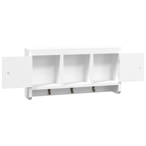 Armadietto per Chiavi Bianco 40x8,5x20 cm in Legno e Acciaio 350631