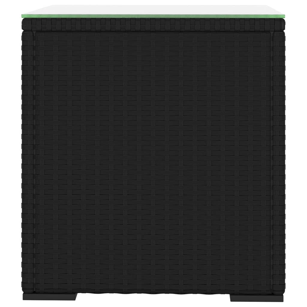 Tavolino Nero 40x37x40,5 cm Polyrattan e Vetro Temperatocod mxl 126822