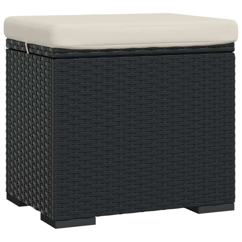 Ottomana con Cuscino Nero 40x30x40 cm in Polyrattan 319392