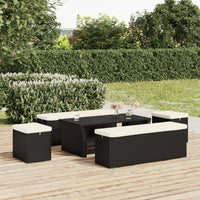 Ottomana con Cuscino Nero 40x30x40 cm in Polyrattan 319392