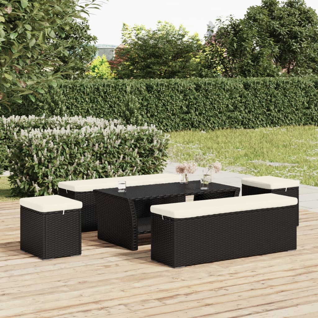 Ottomana con Cuscino Nero 40x30x40 cm in Polyrattancod mxl 102860