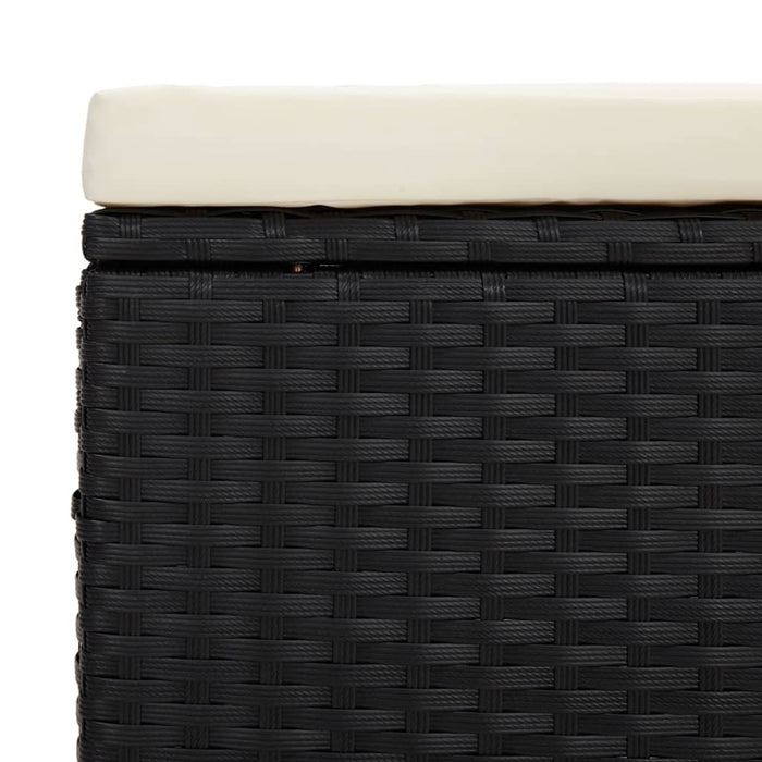 Ottomana con Cuscino Nero 40x30x40 cm in Polyrattan 319392