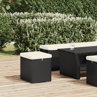 Ottomana con Cuscino Nero 40x30x40 cm in Polyrattan 319392