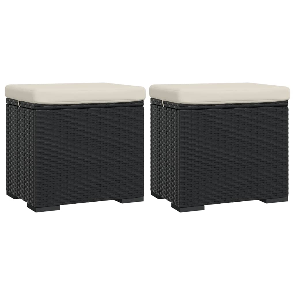 Ottomane con Cuscini 2pz Nero 40x30x40 cm in Polyrattan 319394