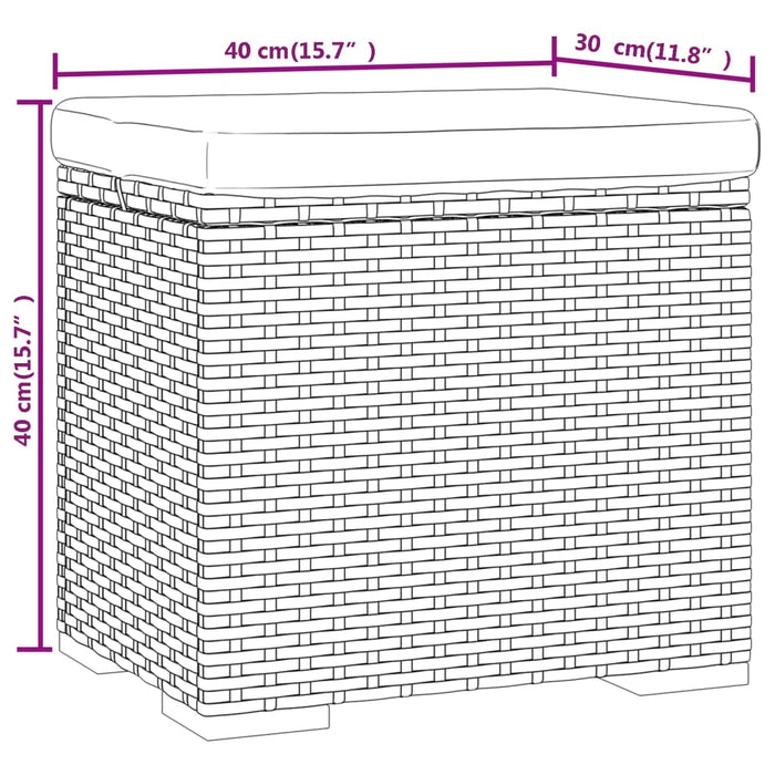 Ottomane con Cuscini 2pz Nero 40x30x40 cm in Polyrattan 319394