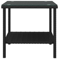 Tavolino Nero 45x45x45 cm Polyrattan e Vetro Temperato 319398