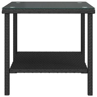 Tavolino Nero 45x45x45 cm Polyrattan e Vetro Temperato 319398