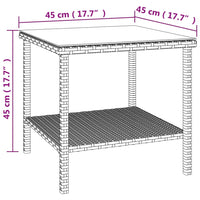 Tavolino Nero 45x45x45 cm Polyrattan e Vetro Temperato 319398