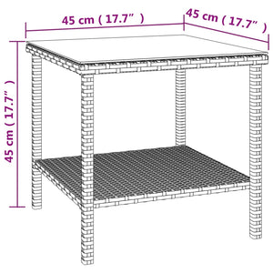 Tavolino Nero 45x45x45 cm Polyrattan e Vetro Temperato 319398