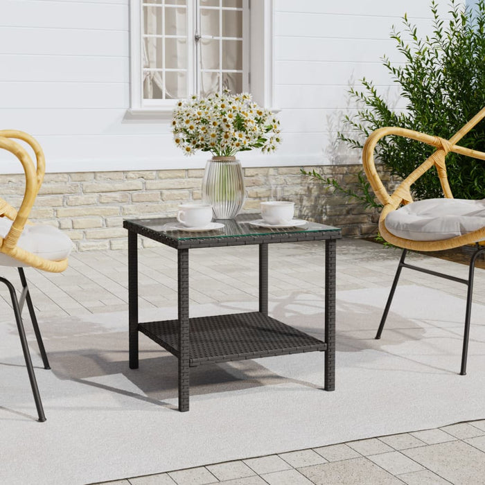 Tavolino Nero 45x45x45 cm Polyrattan e Vetro Temperatocod mxl 78918