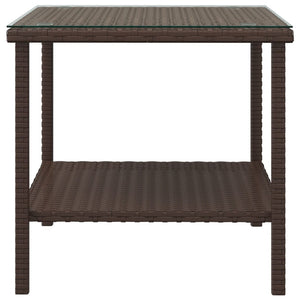 Tavolino Marrone 45x45x45 cm Polyrattan e Vetro Temperatocod mxl 102863