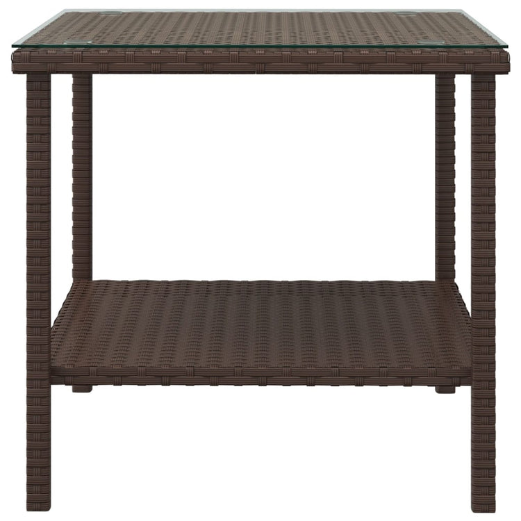 Tavolino Marrone 45x45x45 cm Polyrattan e Vetro Temperatocod mxl 102863