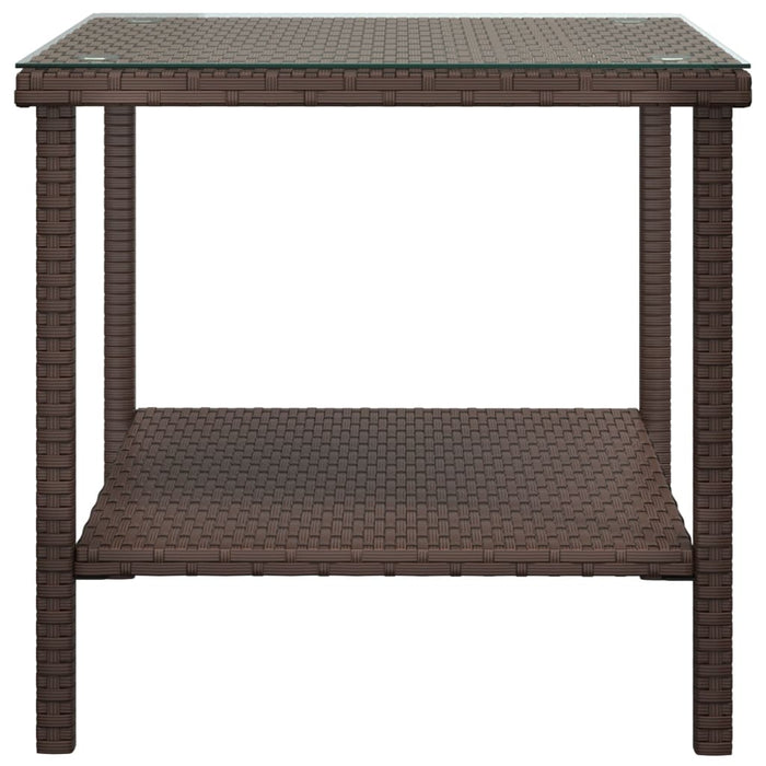 Tavolino Marrone 45x45x45 cm Polyrattan e Vetro Temperato 319399