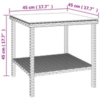 Tavolino Marrone 45x45x45 cm Polyrattan e Vetro Temperato 319399