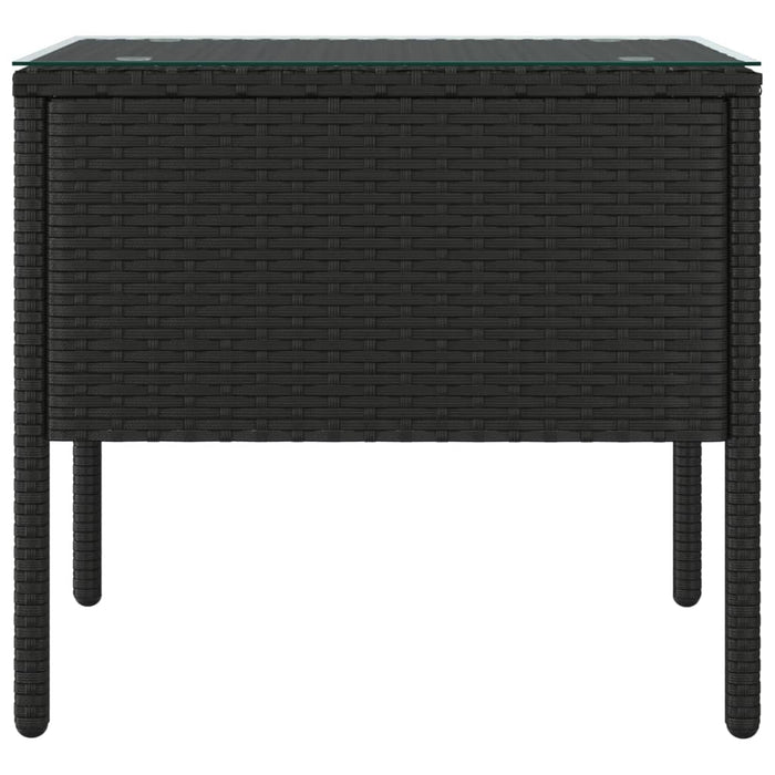 Tavolino Nero 53x37x48 cm Polyrattan e Vetro Temperatocod mxl 102865