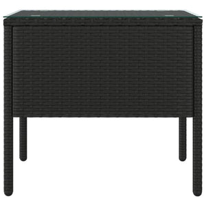 Tavolino Nero 53x37x48 cm Polyrattan e Vetro Temperato 319400