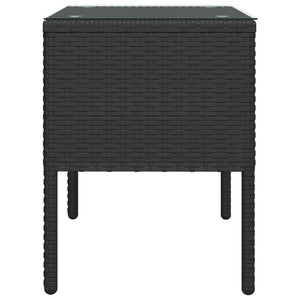 Tavolino Nero 53x37x48 cm Polyrattan e Vetro Temperato 319400