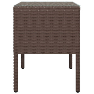 Tavolino Marrone 53x37x48 cm Polyrattan e Vetro Temperato 319401