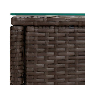 Tavolino Marrone 53x37x48 cm Polyrattan e Vetro Temperato 319401