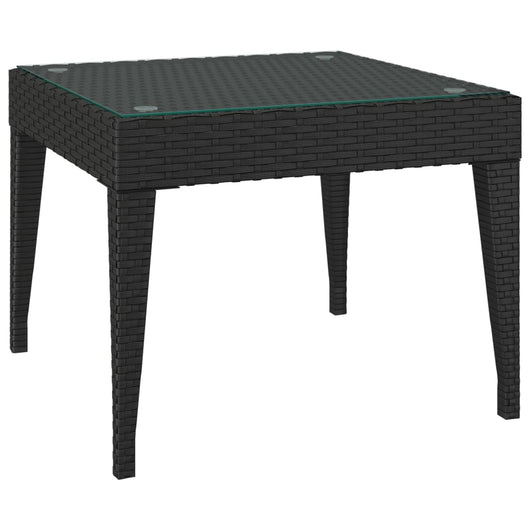 Tavolino Nero 50x50x38 cm Polyrattan e Vetro Temperatocod mxl 102871