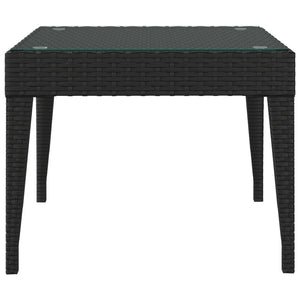 Tavolino Nero 50x50x38 cm Polyrattan e Vetro Temperatocod mxl 102871