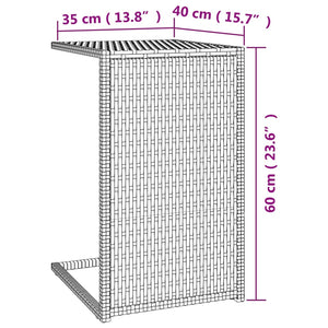 Tavolino a C Nero 40x35x60 cm in Polyrattan 319406