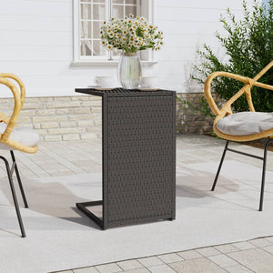 Tavolino a C Nero 40x35x60 cm in Polyrattan 319406