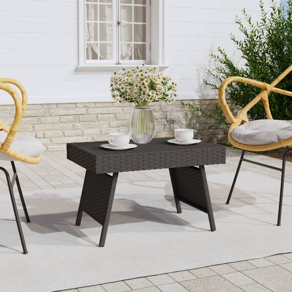 Tavolino Pieghevole Nero 60x40x38 cm in Polyrattan 319408