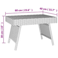 Tavolino Pieghevole Marrone 60x40x38 cm in Polyrattan 319409