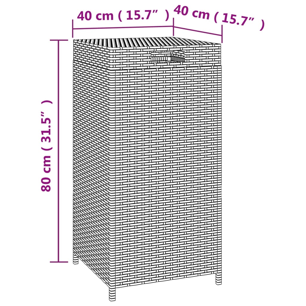 Pattumiera Nera 40x40x80 cm in Polyrattan 319410