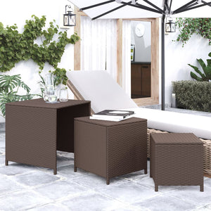 Tavolini Impilabili 3 pz Marroni in Polyrattan 319413