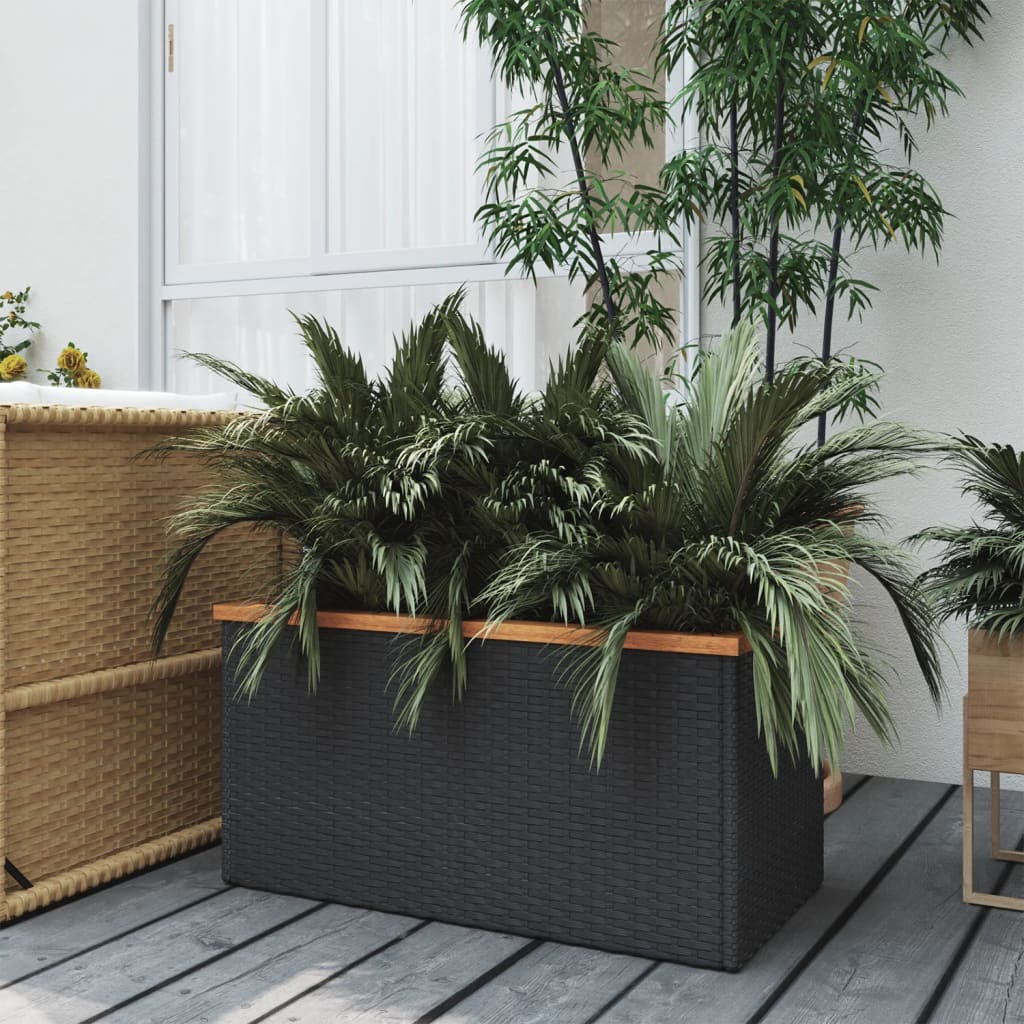 Fioriera Nera 80x40x40 cm in Polyrattan 319416