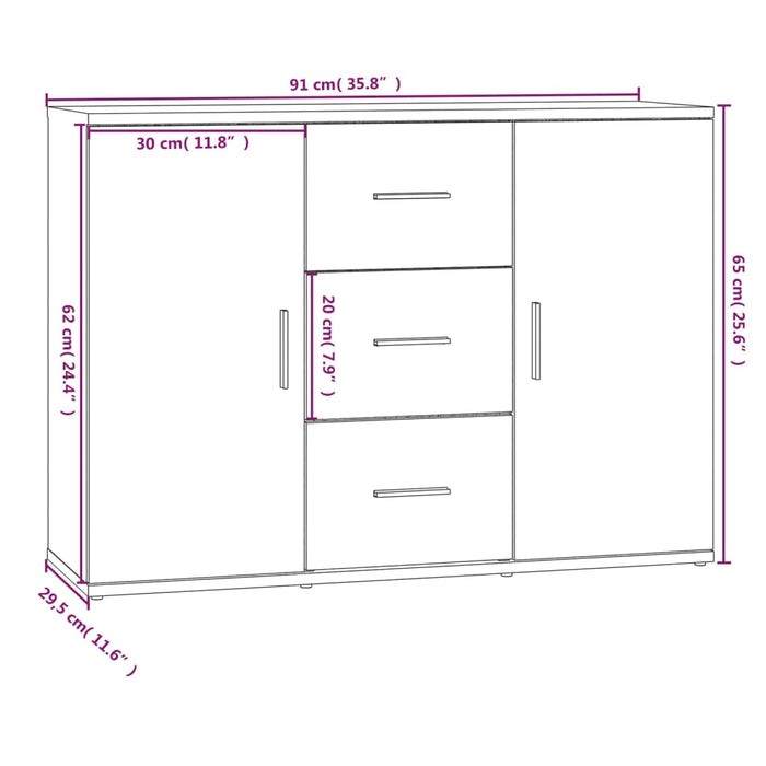 Credenza Nera 91x29,5x65 cm in Legno Multistrato