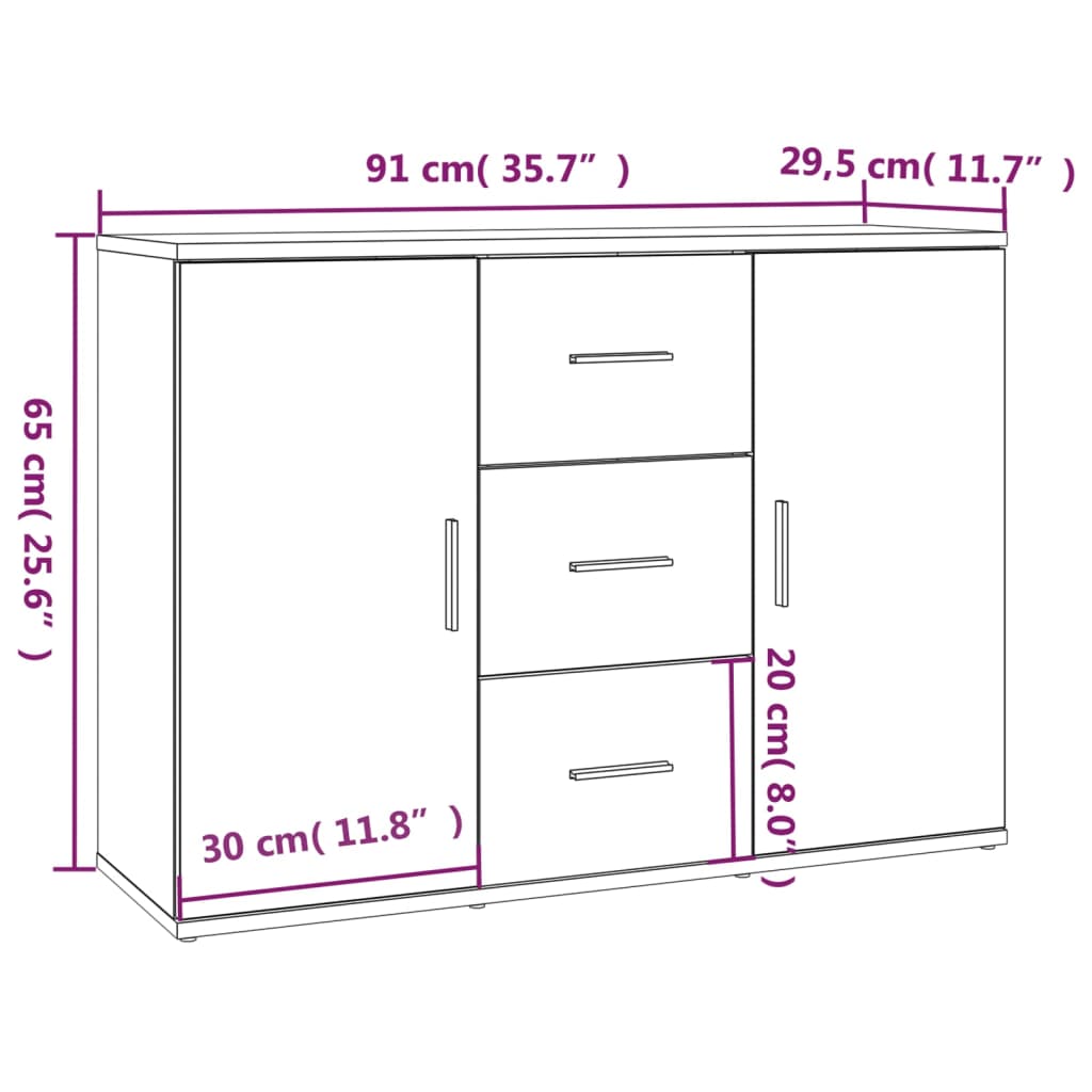 Credenza Rovere Sonoma 91x29,5x65 cm in Legno Multistrato 823345